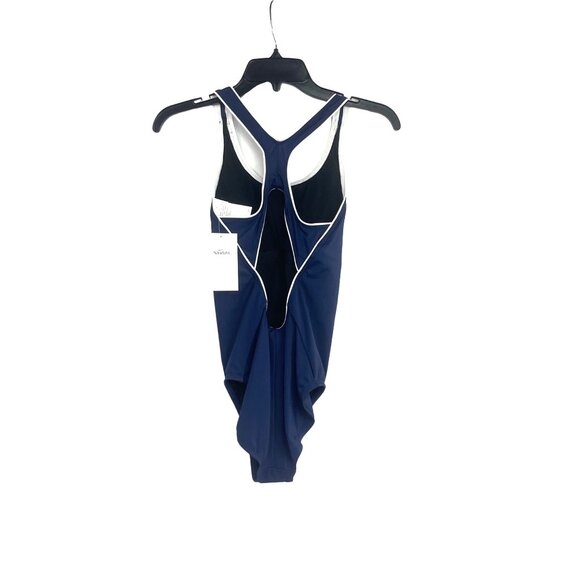 Nike Womens Racerback Swimsuit One-Piece Navy Blue With White Trim - Picture 8 of 10